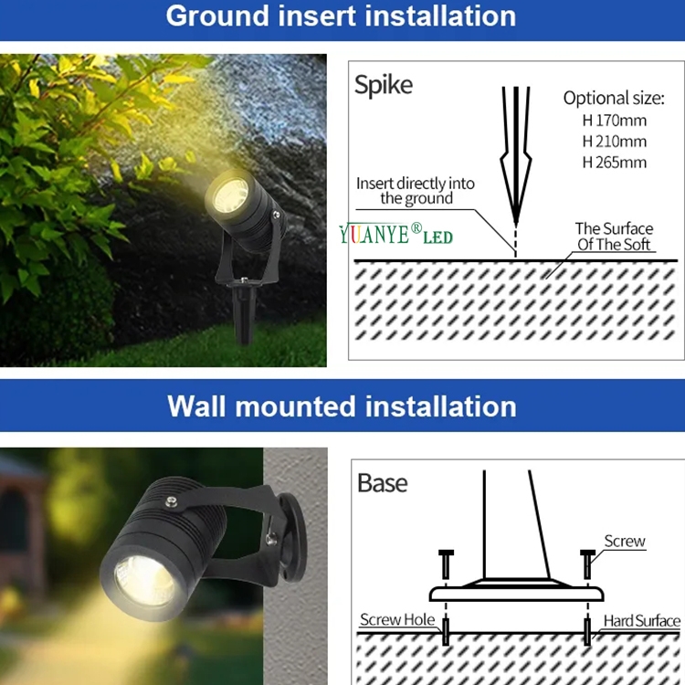 Lámpara de espiga LED RGB RGBW Modern Luxury 3W 6W 9W 24W Proyección de árboles hacia abajo Lámpara de pared yy-tg2kws 9