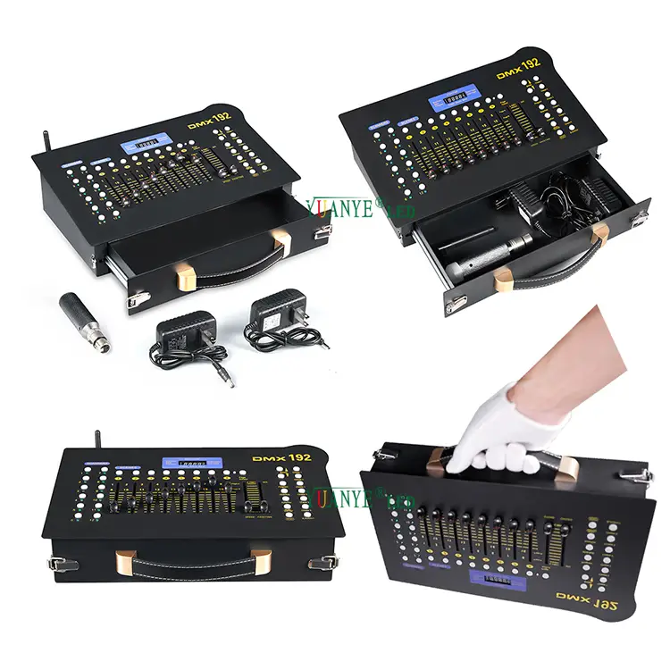 Plag pengawal dmx512 berkualiti tinggi dalam kuasa 192 saluran panggung cahaya dmx konsol yy-dmx015 1