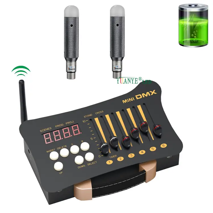 54 canais sem fio DMX512 Luzes de ponto do controlador embutidas na bateria para a iluminação de fase de igreja do casamento yy-dmx014 1