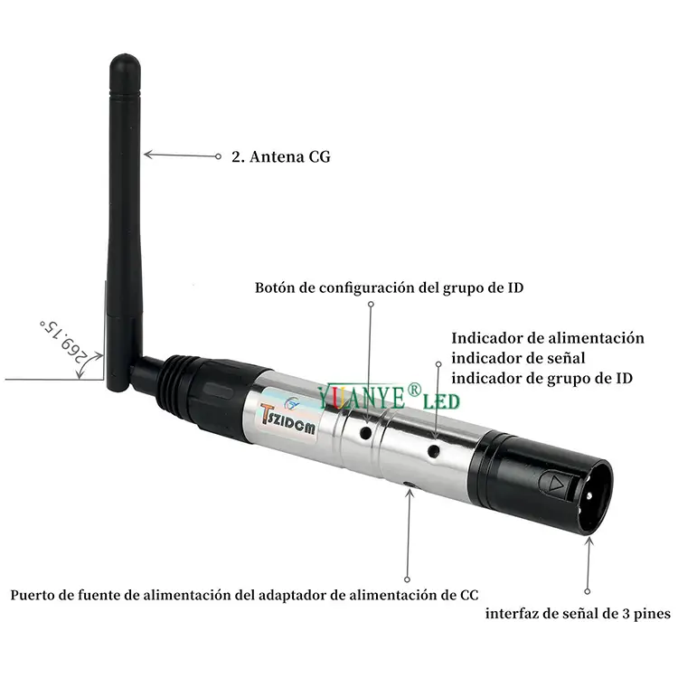 Profesional 2.4g Wireless DMX512 Pemancar dan Penerima Konsol DMX untuk Pencahayaan Peringkat DJ YY-DMX001 1