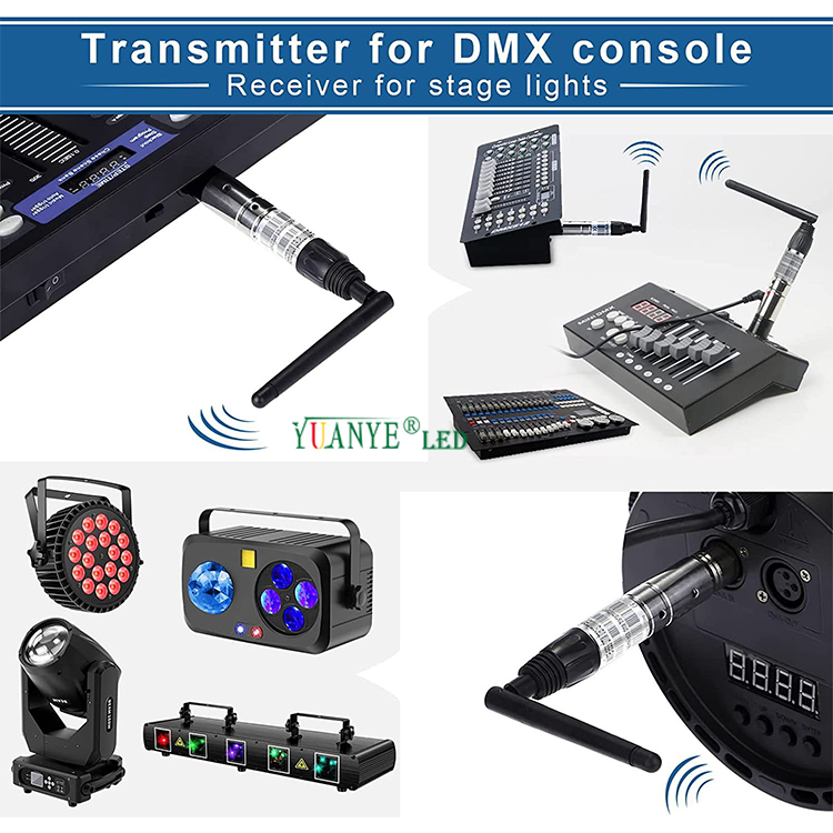 Profesional 2.4G Wireless DMX512 Pemancar dan Penerima Konsol DMX untuk DJ Bar Stage Lighting YY-DMX001 9