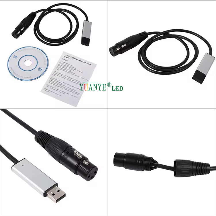 USB ke DMX Interface Adapter Computer PC Stage Bar Events Lighting Controller Dimmer YY-DMX009 10