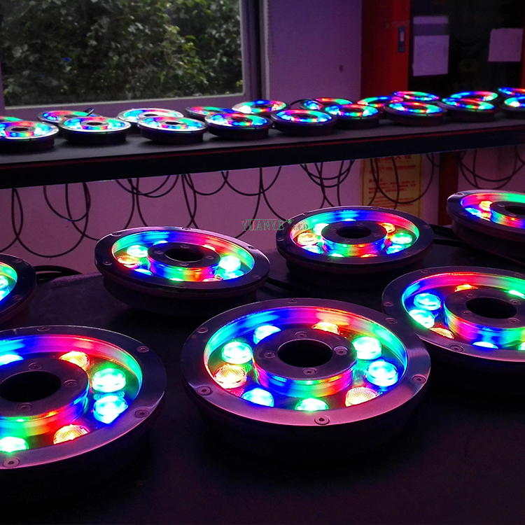 Ultrathin Fountain Light 3W 6W DMX RGB IP68 IMPRESIÓN DEL AGUA 35 mm DC 12V IP68 Cambio de color Nada y Pond YY-SDPB 7