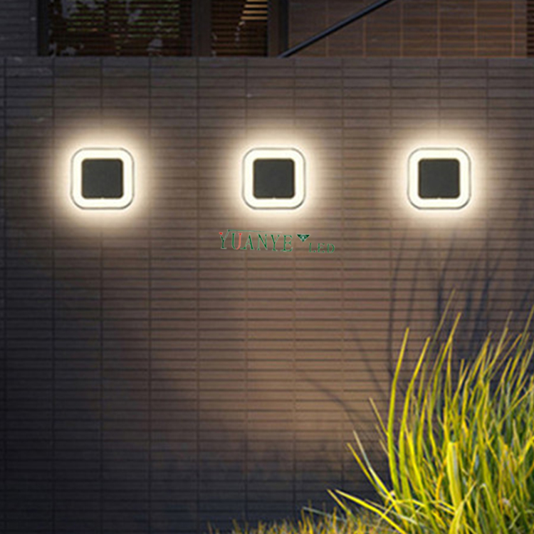 ソーラーウォールライトIP65屋外防水12W 18W 24Wブラックガーデンホーム造園表面マウントYY-BDS029 11