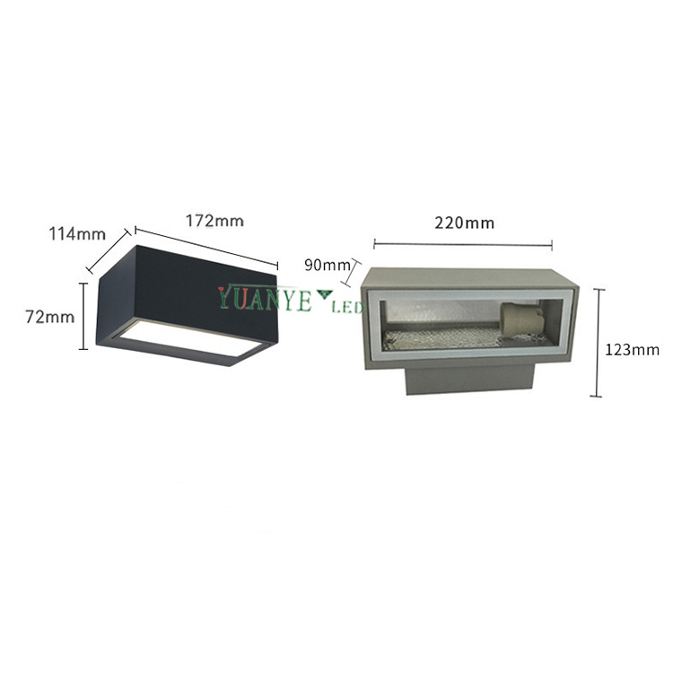 Yuanyeled - LED Wall Outdoor Wall Light IP65 Surface Mount 8W 10W 12W Twin Head Rectangle Untuk Hotel Villa Yy -Bds008 8