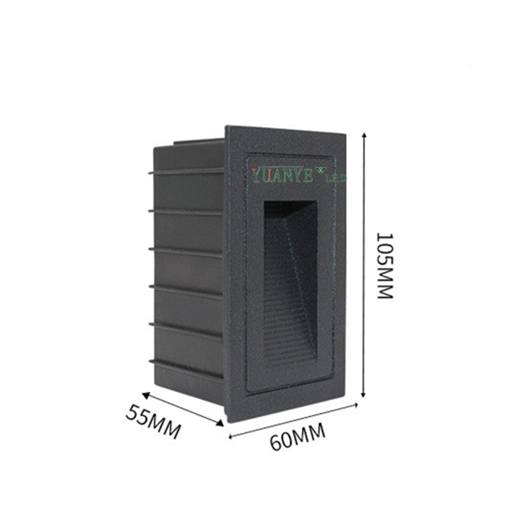 Tangga dinding luar yang tersembunyi dipasang cahaya yy-qjl019 persegi hitam ledi lanskap lanskap cahaya yuanyeled 8