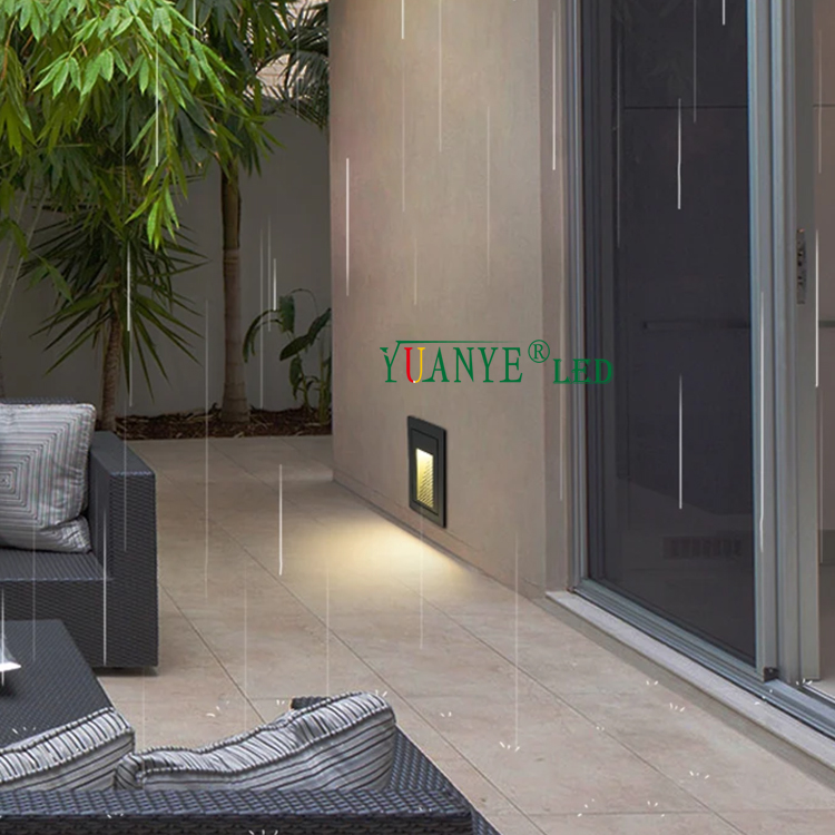 Tangga dinding luar yang tersembunyi dipasang cahaya yy-qjl019 persegi hitam ledi lanskap lanskap cahaya yuanyeled 10