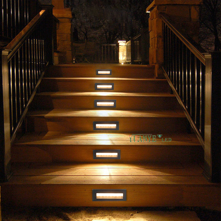 Schalter Steuereleck eingebettete Treppe Stiefleuchte 1W 2W 3W YY-QJL006 WASGERFORTE IP65 OUTDOOR STEP Lichter Yuanyeled 12