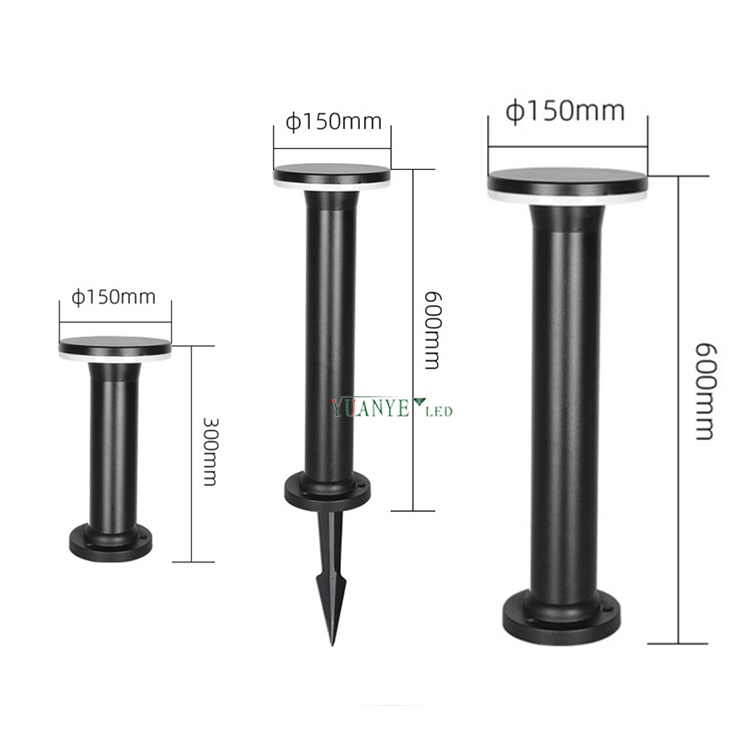 YuAnyELED Exterior Lighting 220V Modern LED Bollard Garden Lights Pathway YY-CPR15D用アルミニウムハウジ 7
