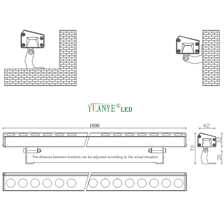 Hiasan Wall Outdoor Wall Lights Rotation Sokongan Penyesuaian 24W 30W 36W Kawalan Jauh Disco Light YY-XQ4232 8