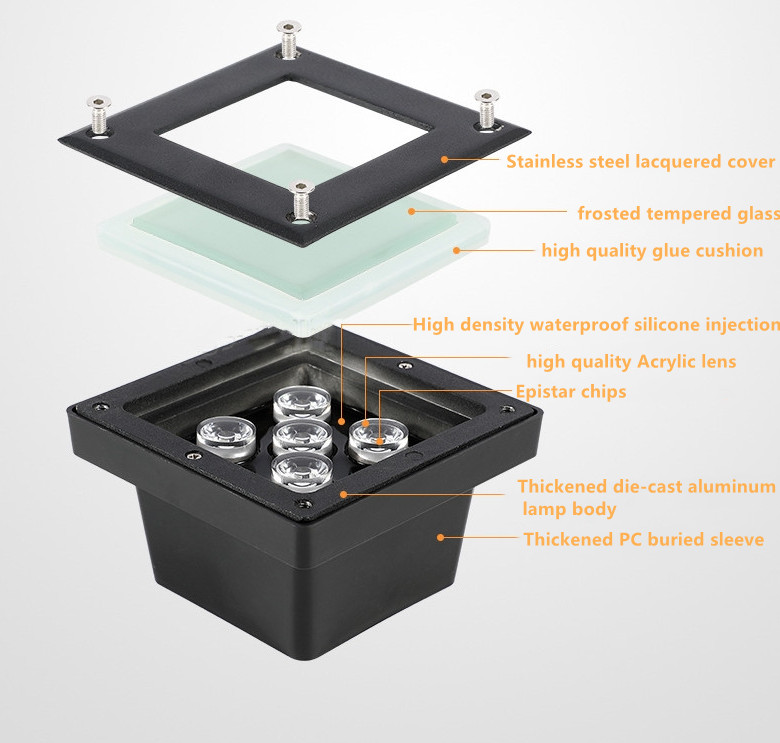 yuanyeled - Led Facade Lighting Square Dmx512 Dimmable Recessed Underground Light RGBW App Smart Control YY-DMS002 7