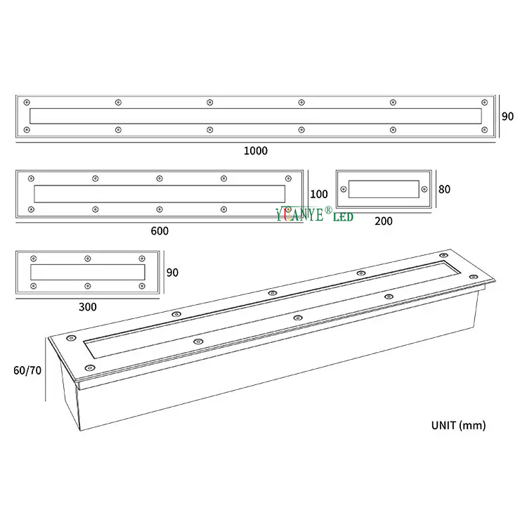 Yuanyeled - Lámpara de entrada lineal de porcelana IP65 RGB Lucina en etapa de bajo voltaje enterrada en la etapa de bajo voltaje A yy -DML montada002 9