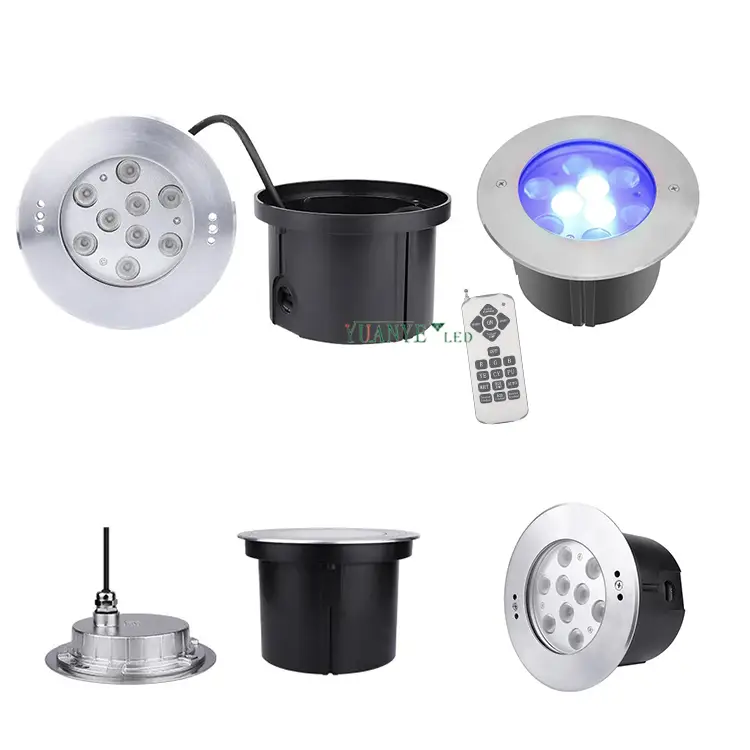 Yuanyeled - LED de piscina submarina LED redonda 22W DC 12V Decoración montada incrustada RGB cambiable YY -YCDI 1