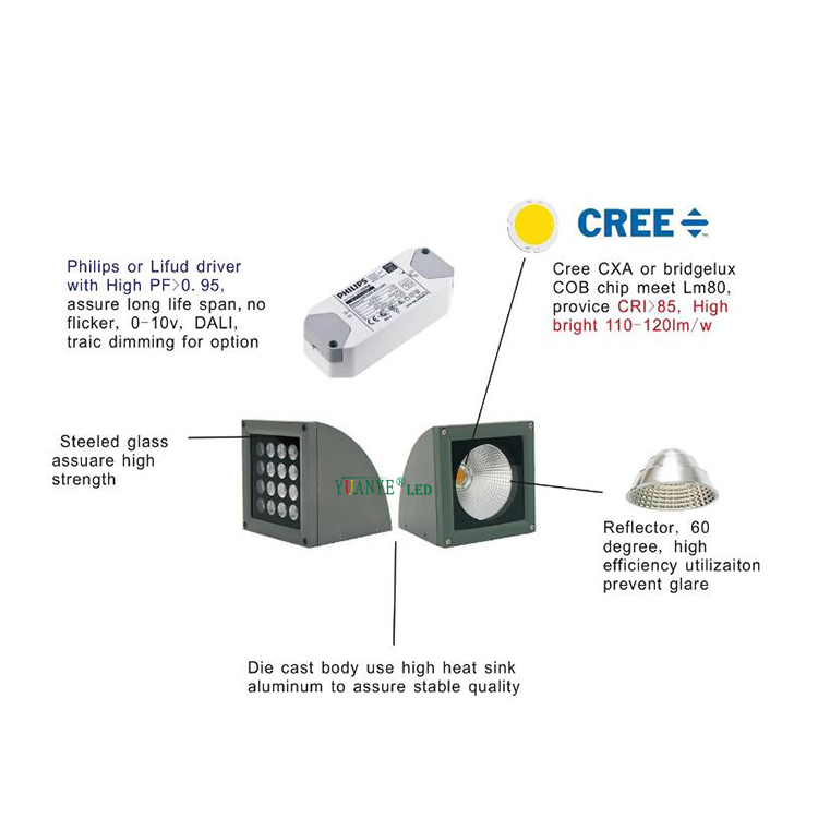 Yuanyeled - LED Lampu Mount Wall Outdoor 10W 22W 25W 30W DMX IP65 Waterproof untuk Leisure Park YY -BDS003 8
