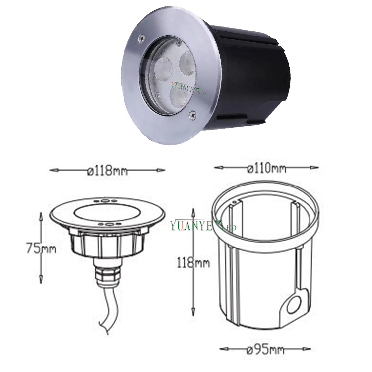 yuanyeled - DMX512 SchwimmlED -Pool Licht IP68 Unterwasserbeleuchtung ROHS DIA 118 mm 7W 9W 15W YY -YCDI 8