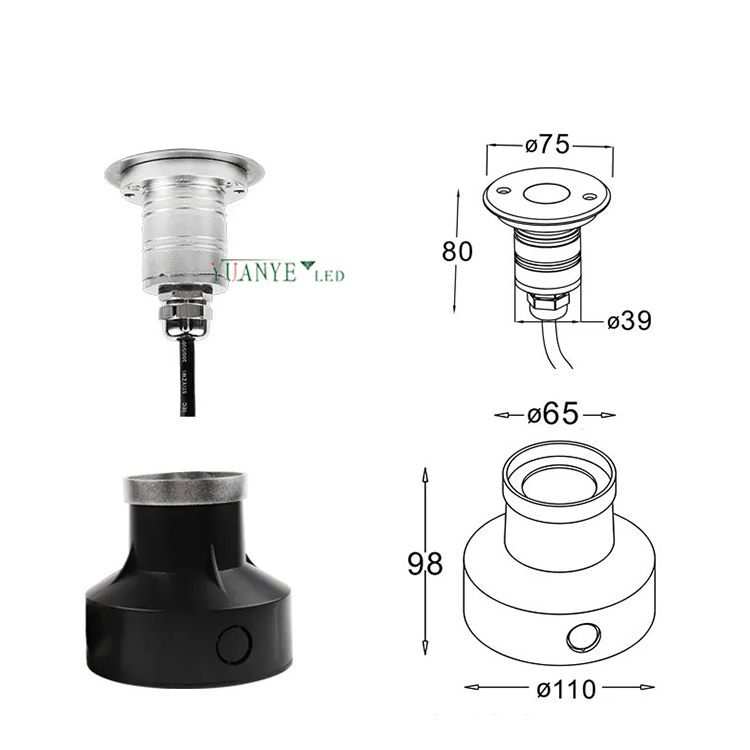 YuanyEled - Luces de piscina empotrada IP68 DC12V 316 ACERO INOXIDABLE DIA 68 mm 2W 3W Control wifi para proyecto comercial YY -YCD 9