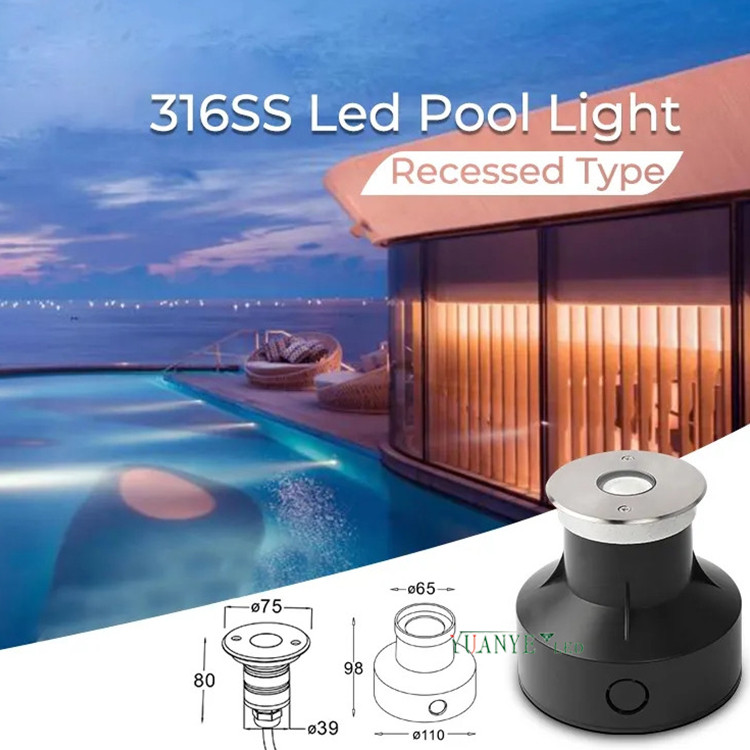 YuanyEled - Luces de piscina empotrada IP68 DC12V 316 ACERO INOXIDABLE DIA 68 mm 2W 3W Control wifi para proyecto comercial YY -YCD 12