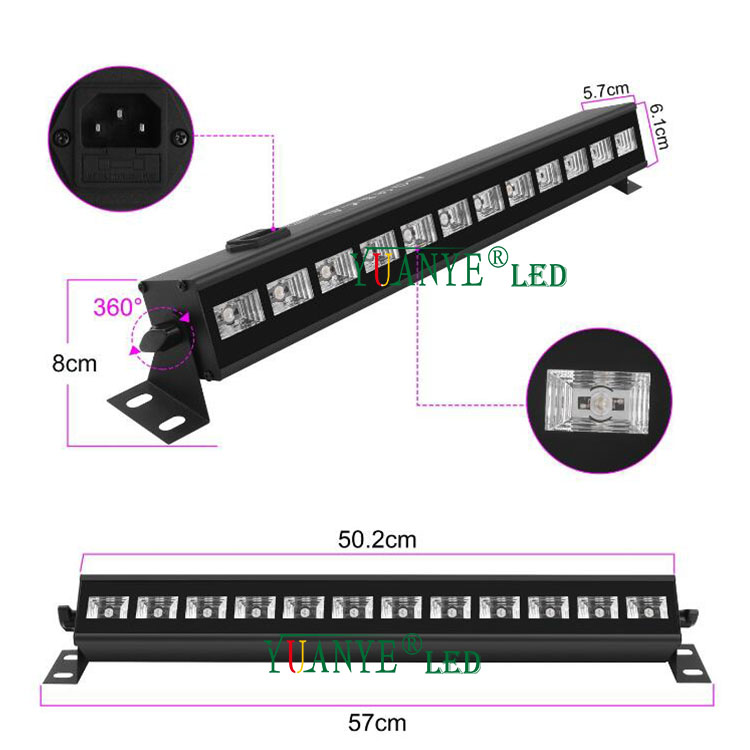 Panjang Custom 1.1inch 19.7inch LED UV Bar Light DMX512 Wall Washer RGBW Warna Ungu Single AC 100V-265V YY-XQ6157 9