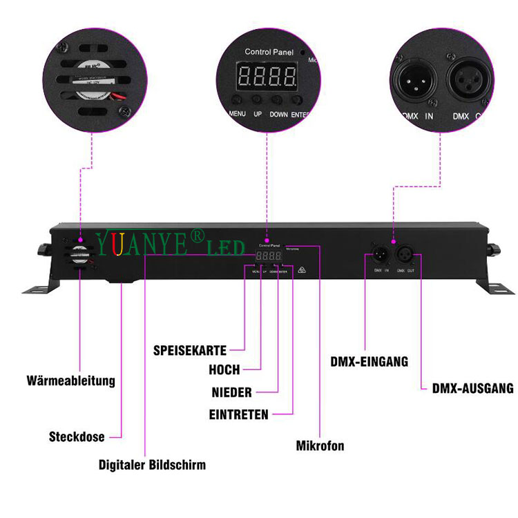 Panjang Custom 1.1inch 19.7inch LED UV Bar Light DMX512 Wall Washer RGBW Warna Ungu Single AC 100V-265V YY-XQ6157 8