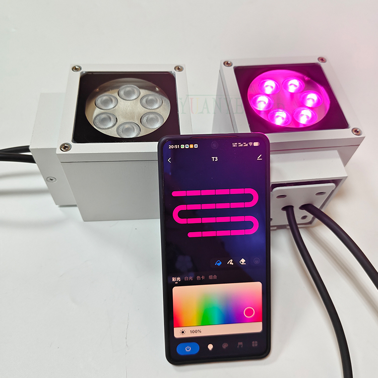 DMX512 Drahtlose, ferngesteuerte quadratische Wandleuchte mit Tuya-App für Smartphones RGBW YY-BDS042 1