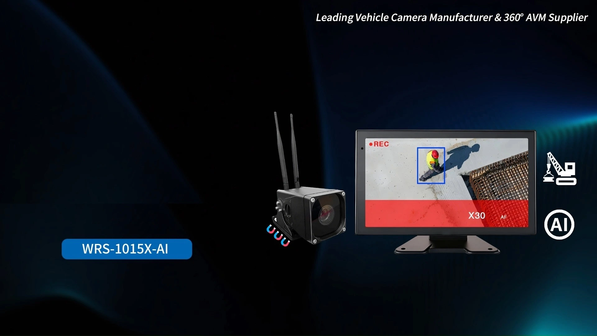 Беспроводная система видеонаблюдения с 10,1-дюймовым экраном и 30-кратным зумом, оснащенная ИИ-детектором, для башенного крана. 1