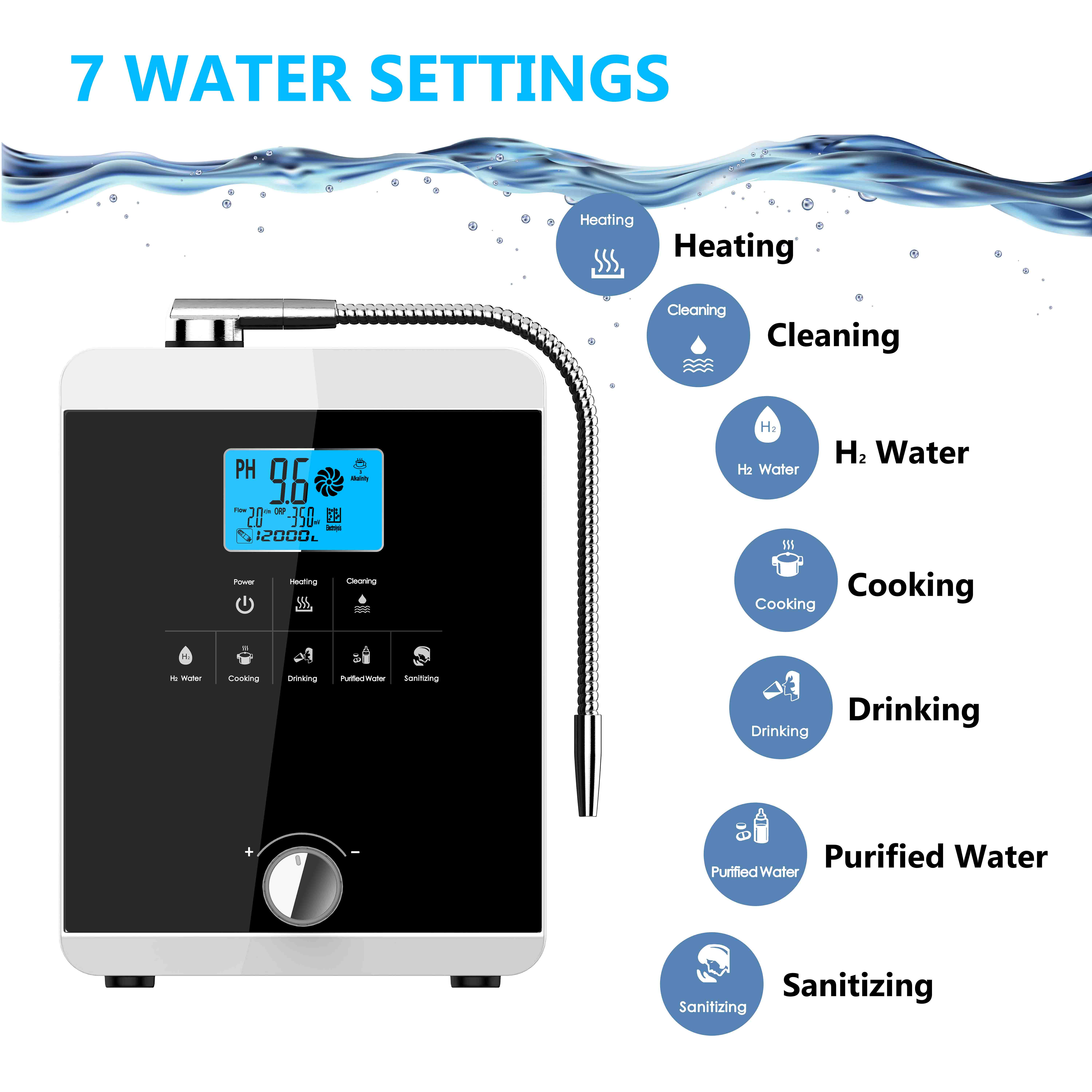 Hydrogen water ionizer with 11 titanium with platinum coating plates EHM-829 5