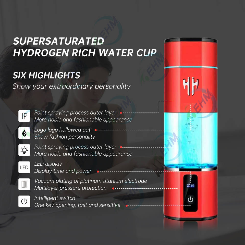Amazon Hot Spect Spe Pem портативный водород, богатый водородом, генератор бутылок с водой молекулярный H2 Cup Cup 5000+PPB USB тип C Зарядка 5