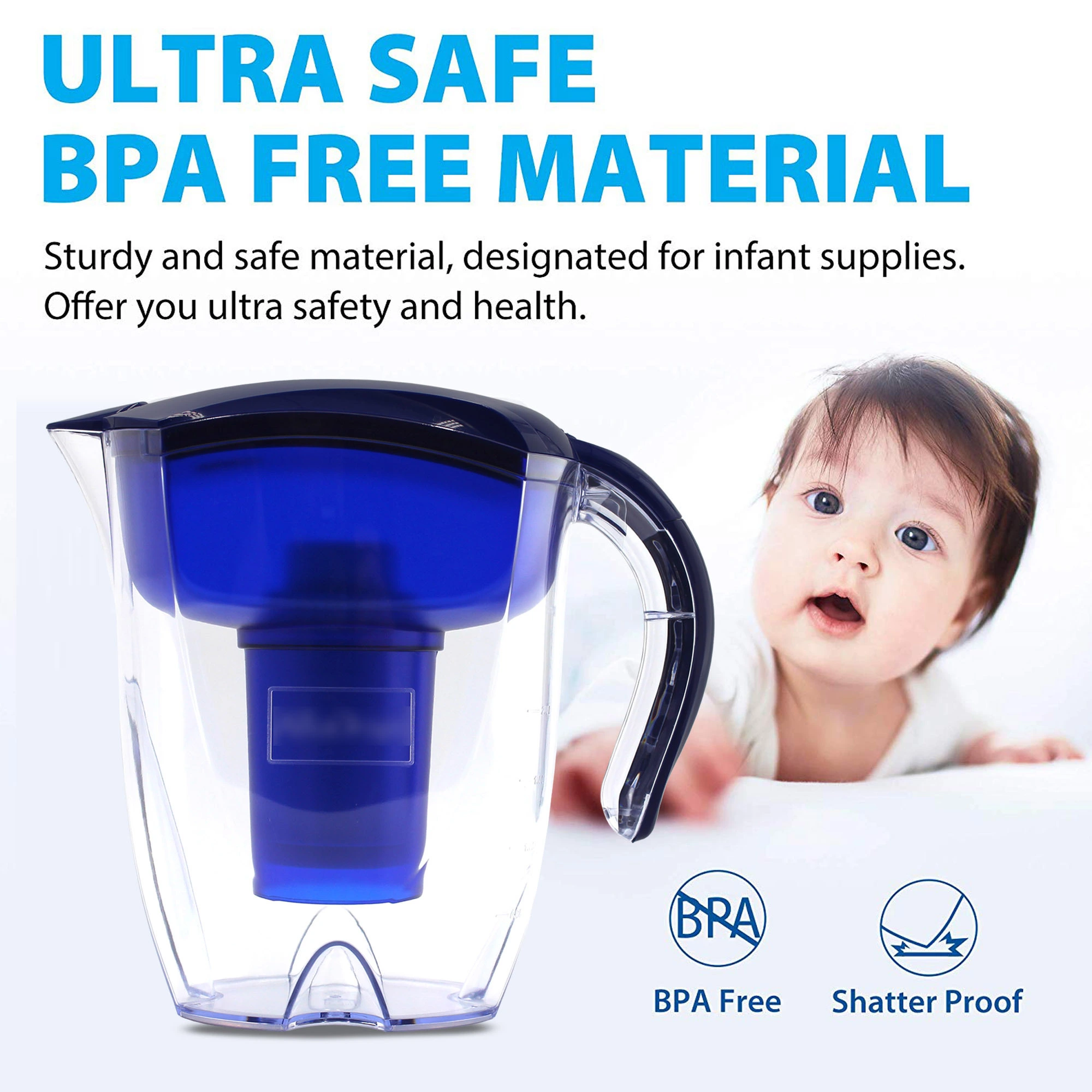 Portable Alkaline Purifier Water Pitcher With Negative Orp Ph 9.5+ Remove Cholorine 1