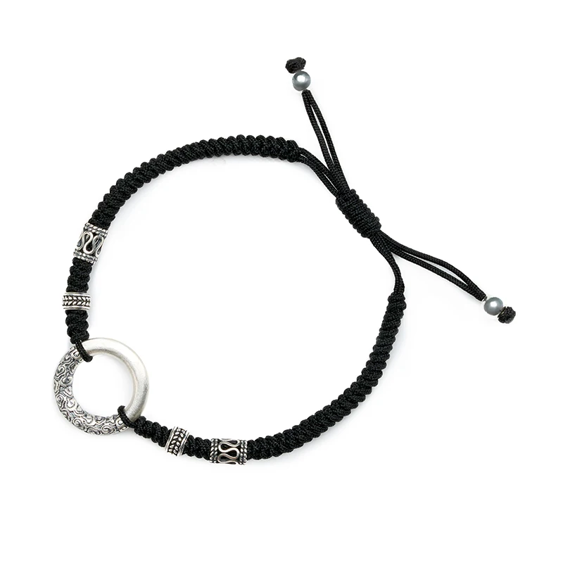 Kinesisk flätad sladdarmband silver justerbar Deerwhisper BSA250305 1