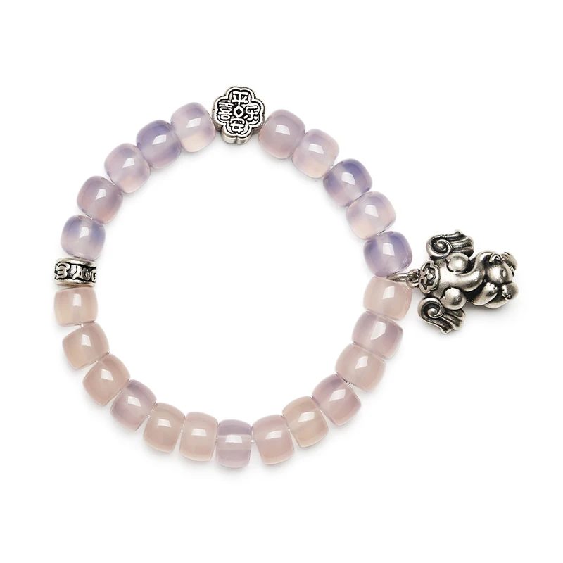Deerwhisper Silver Elephant × Sakura Calcedony Bracciale MNA250309 1
