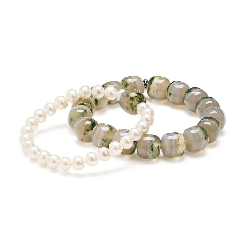 Vervaardigde dubbele armband 26 zoetwaterpels250313 1