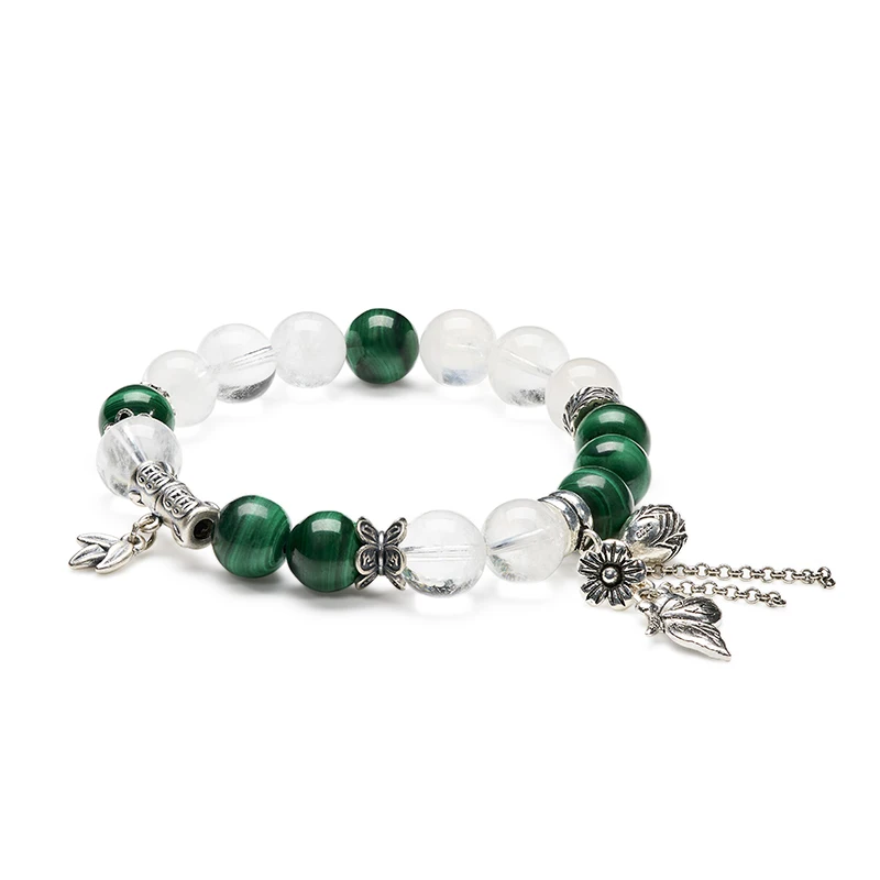 Deerwhisper Peacock Stone +White Phantom Quartz‌ Armband Sja250306 1