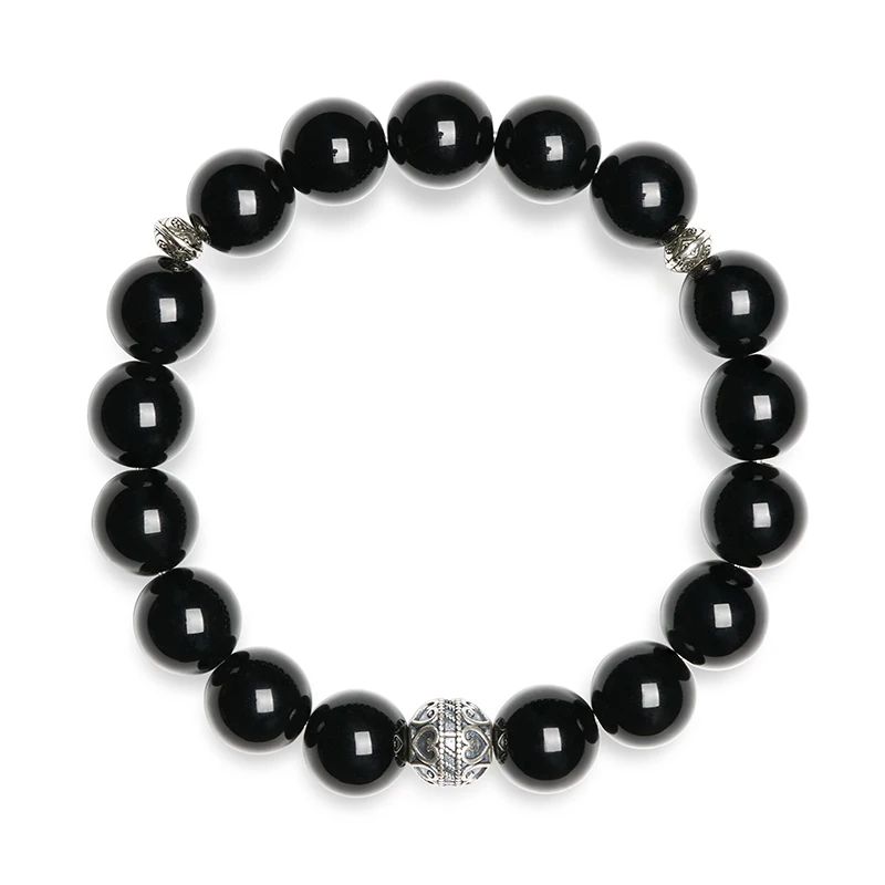 Obsidian pärlor & Silver Heart Charm Deerwhisper Ysa250303 1
