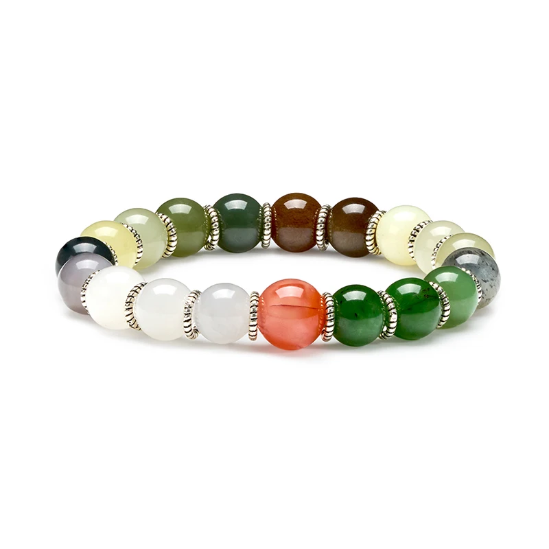 Muticolor Mix Hetian Jade och Nanhong Agate Oath 19-Tone Armband Deerwhisper Hta250305 1