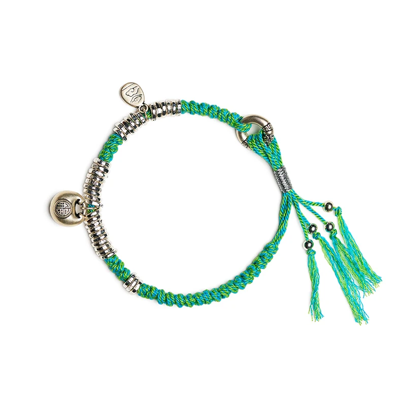 Deerwhisper blågrön flätad armband silver BSA250301 1