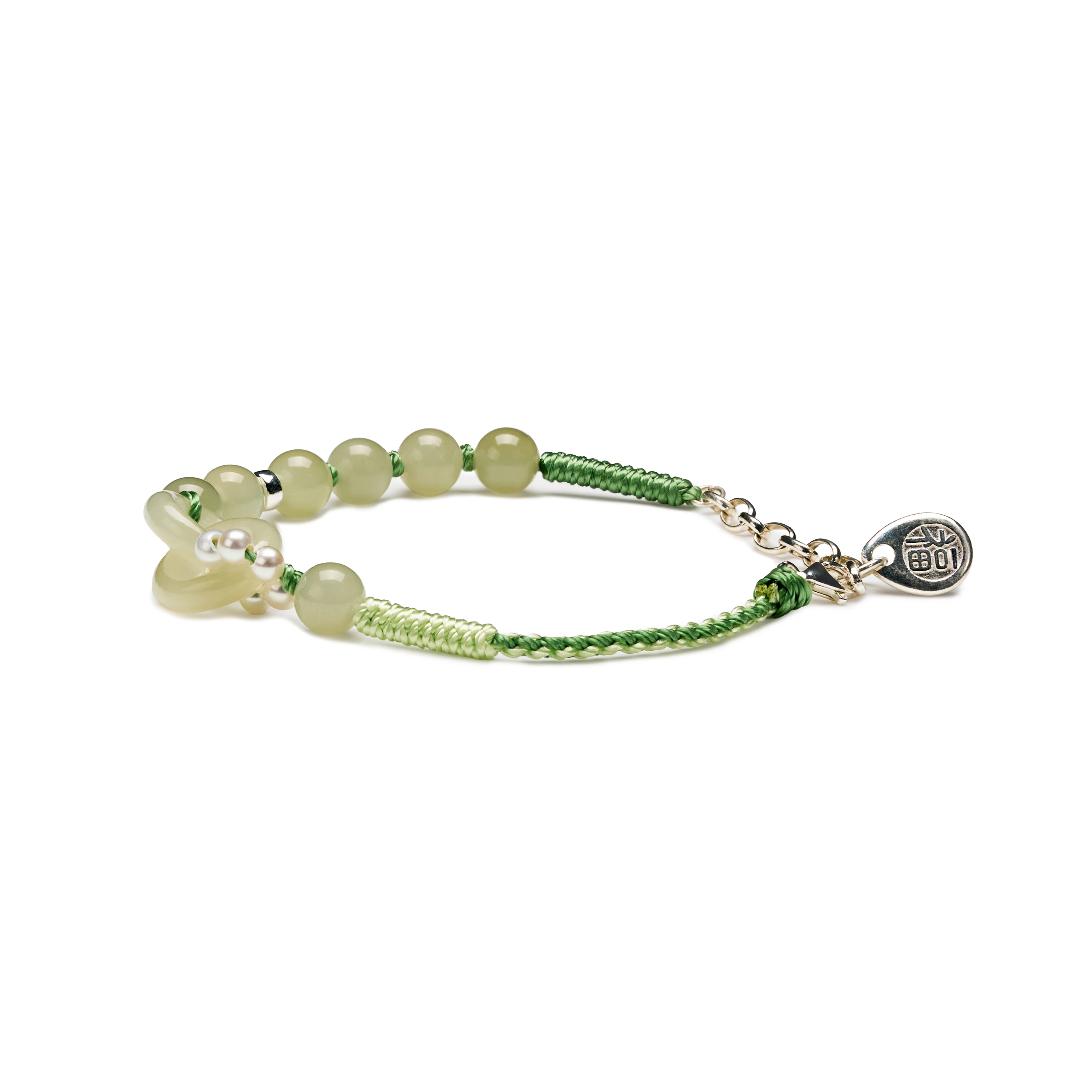 Lake Green Jade & Strong Luster Pearl Loop Armband - Ancient Ich Craftsmanship Deerwhisper BSA250404 1