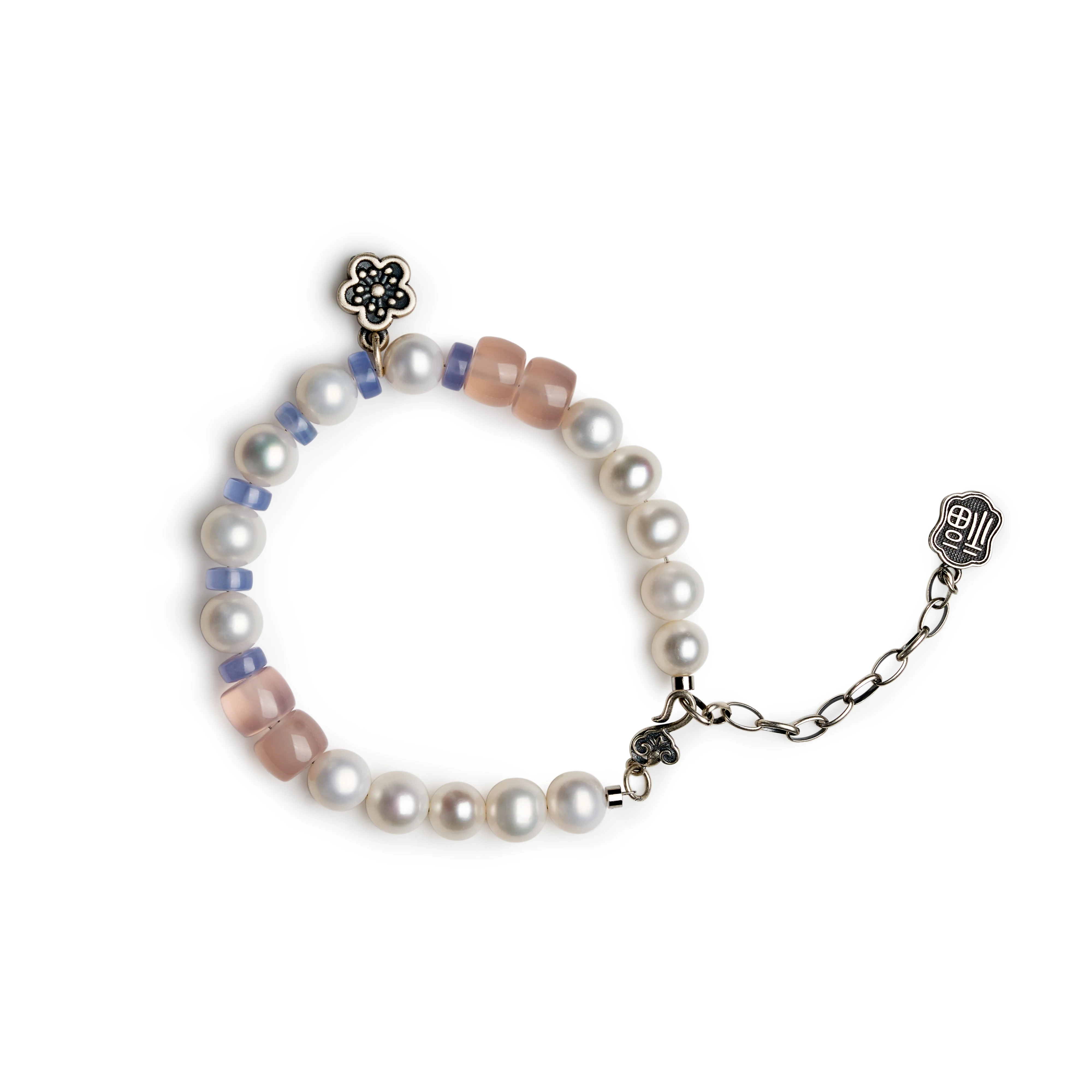 Beadless Freshwater Pearls Natural Agate Ancient Fu character Fortune Bracelet Deerwhisper MNA250403 1