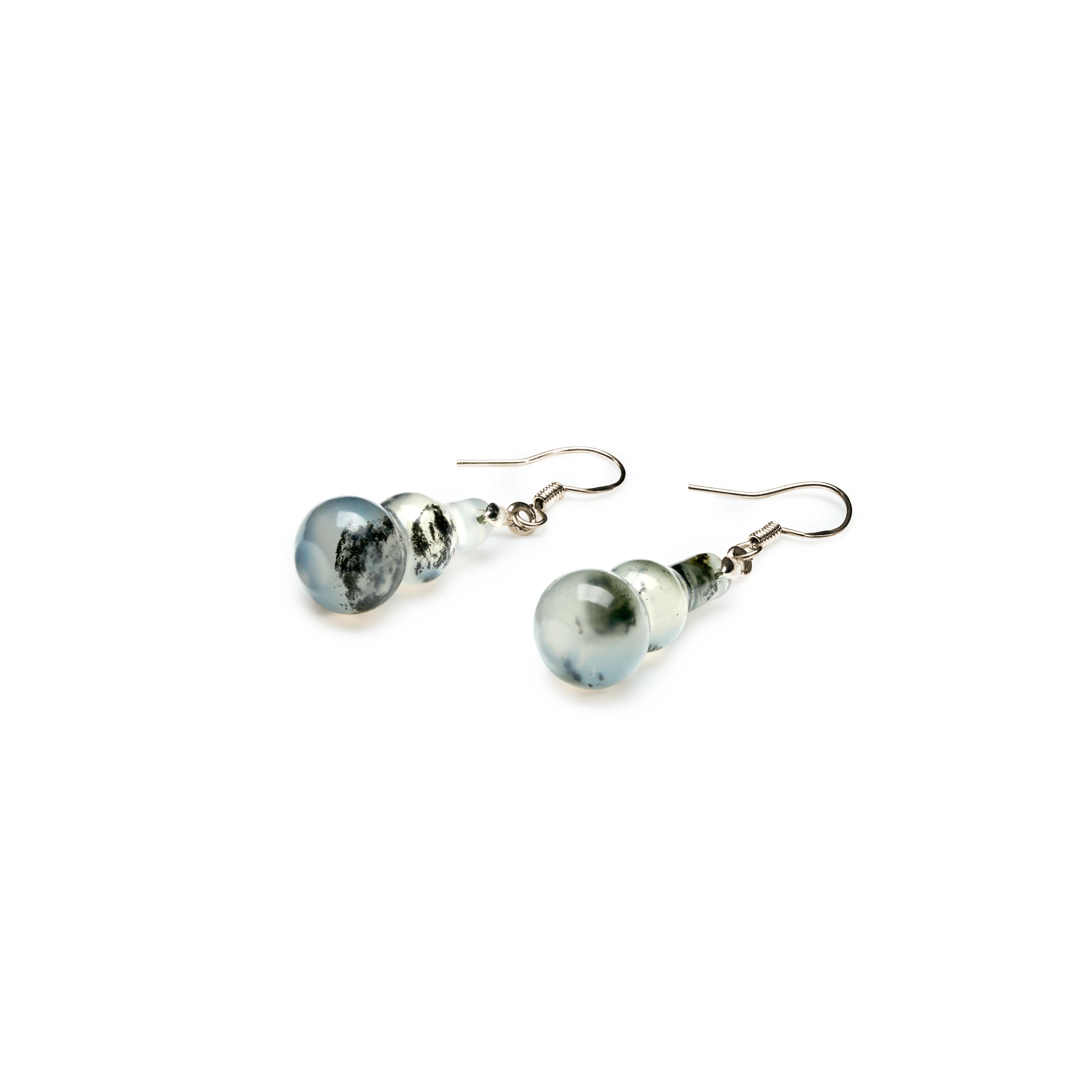 Ink Gourd Energy Studs Natural Xiuyu Jade Earring Deerwhisper edx250302 1