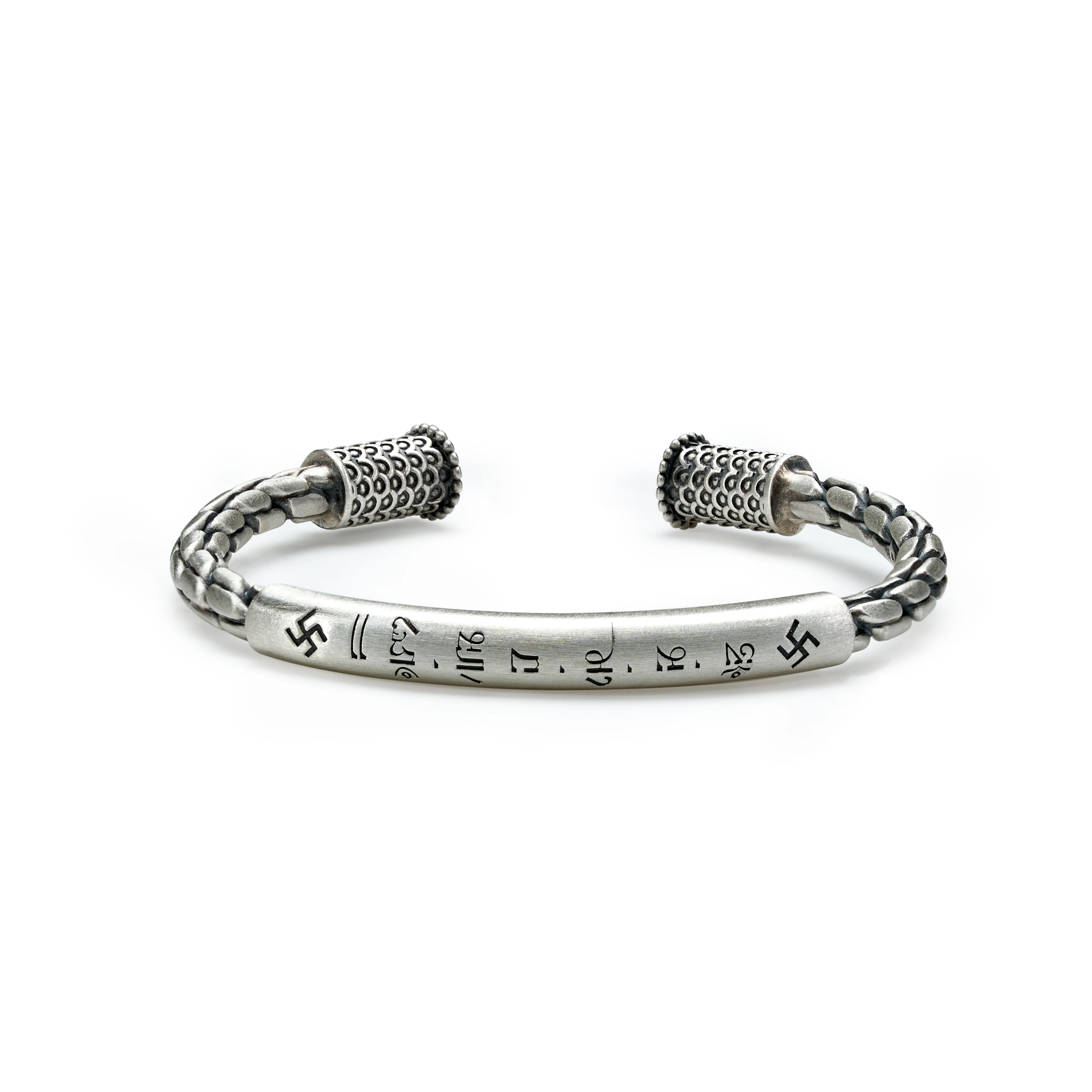 Mäns silverarmband med sex - karaktärsmantra Ancient Charm and Blessing - Söker Deerwhisper Yla250402 1