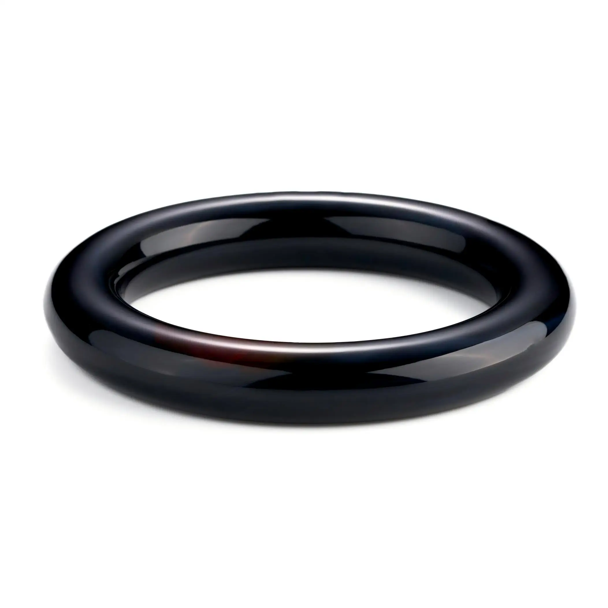Schwarzer Onyx -Mut -Armreifen mit stilisiertem roten Adlerkopfmotiv BGA250514 1