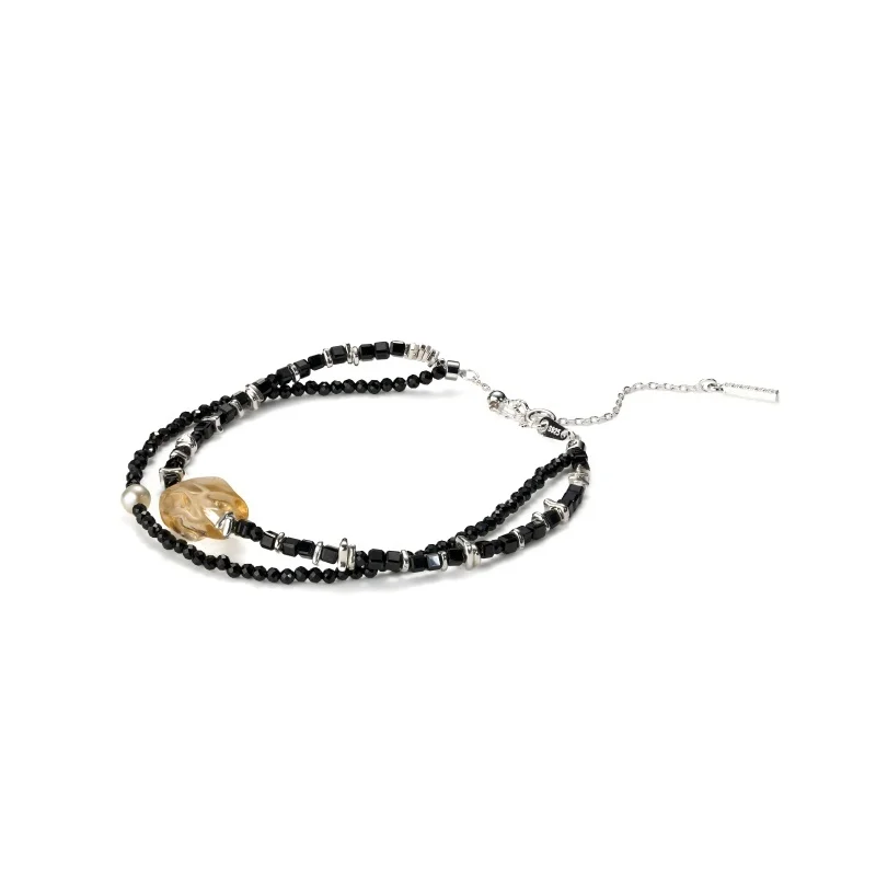 Deerwhisper Citrine & Black Spinel Double-layer Bracelet SJA250321 1
