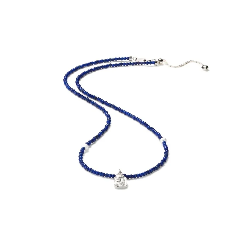 Deerwhisper Lapis Lazuli Silver Talisman Necklace XLA250604 1