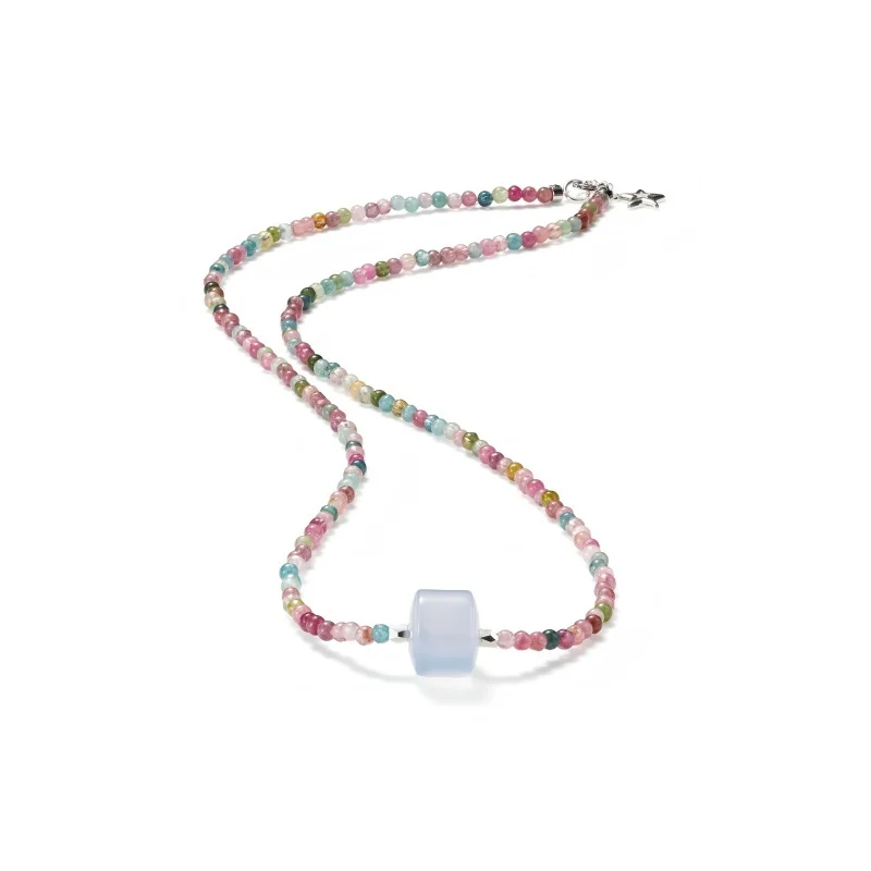 Deerwhisper Tourmaline Türkiye Blue Chalcedony Necklace XLA250605 1