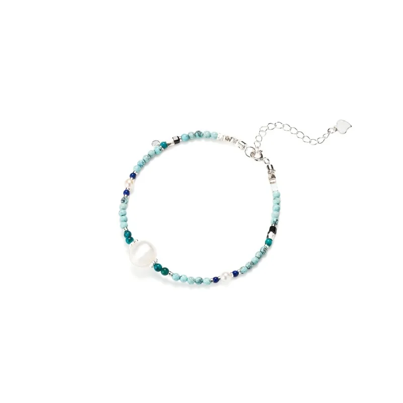 Deerwhisper Turquoise & Pearl Lapis Lazuli Bracelet LSA250605 1