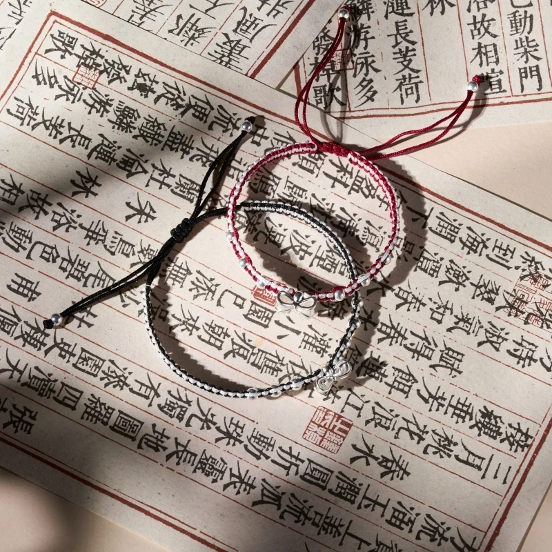 Deerwhisper 925 Silver Bowknot Red String Bracelet BAS250702 1