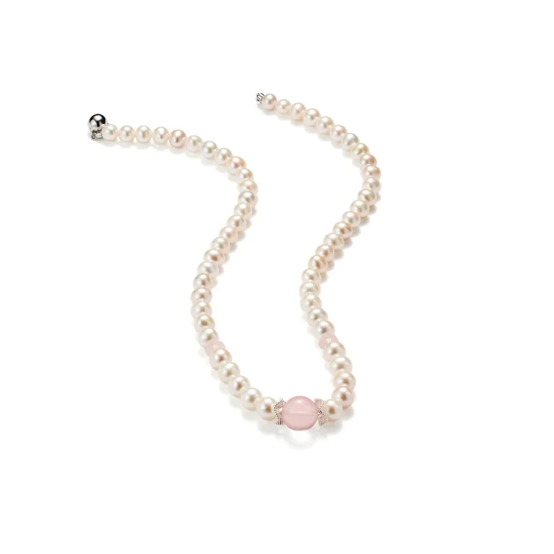 Deerwhisper Natural Freshwater Pearl Rose Quartz Necklace Xla250701 1