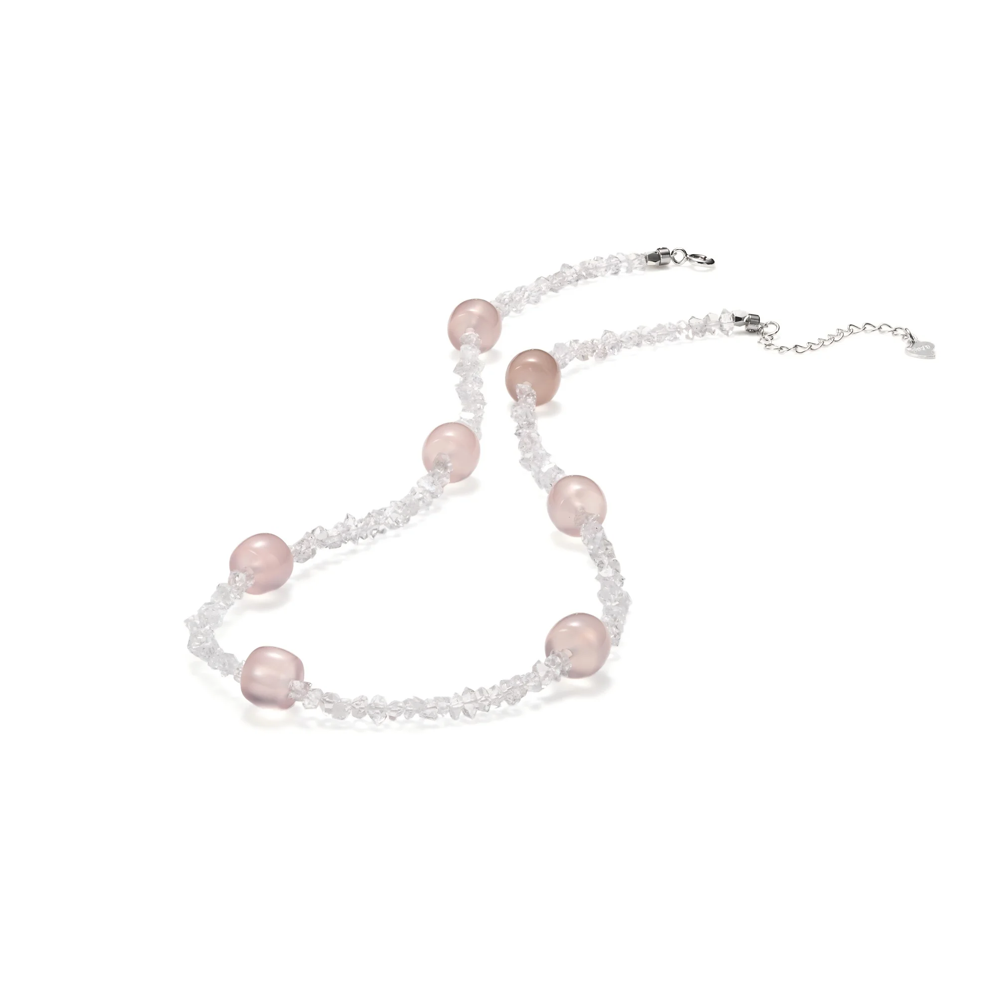 Deerwhisper Herkimer Diamond & Pink Agate ketting XLA250702 1
