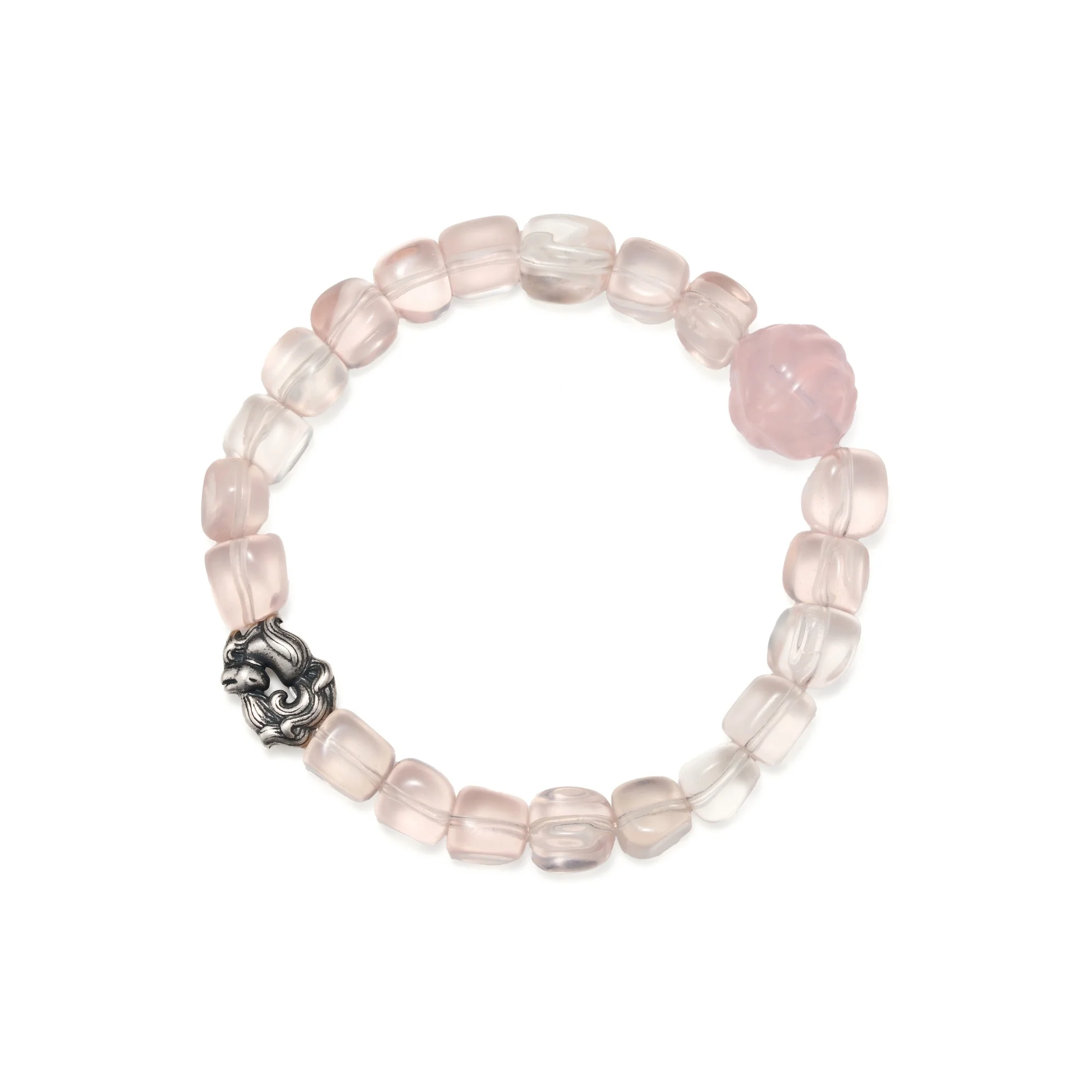Bracciale di quarzo di Deerwhisper Rose con mitico accento d'argento SJA250715 1