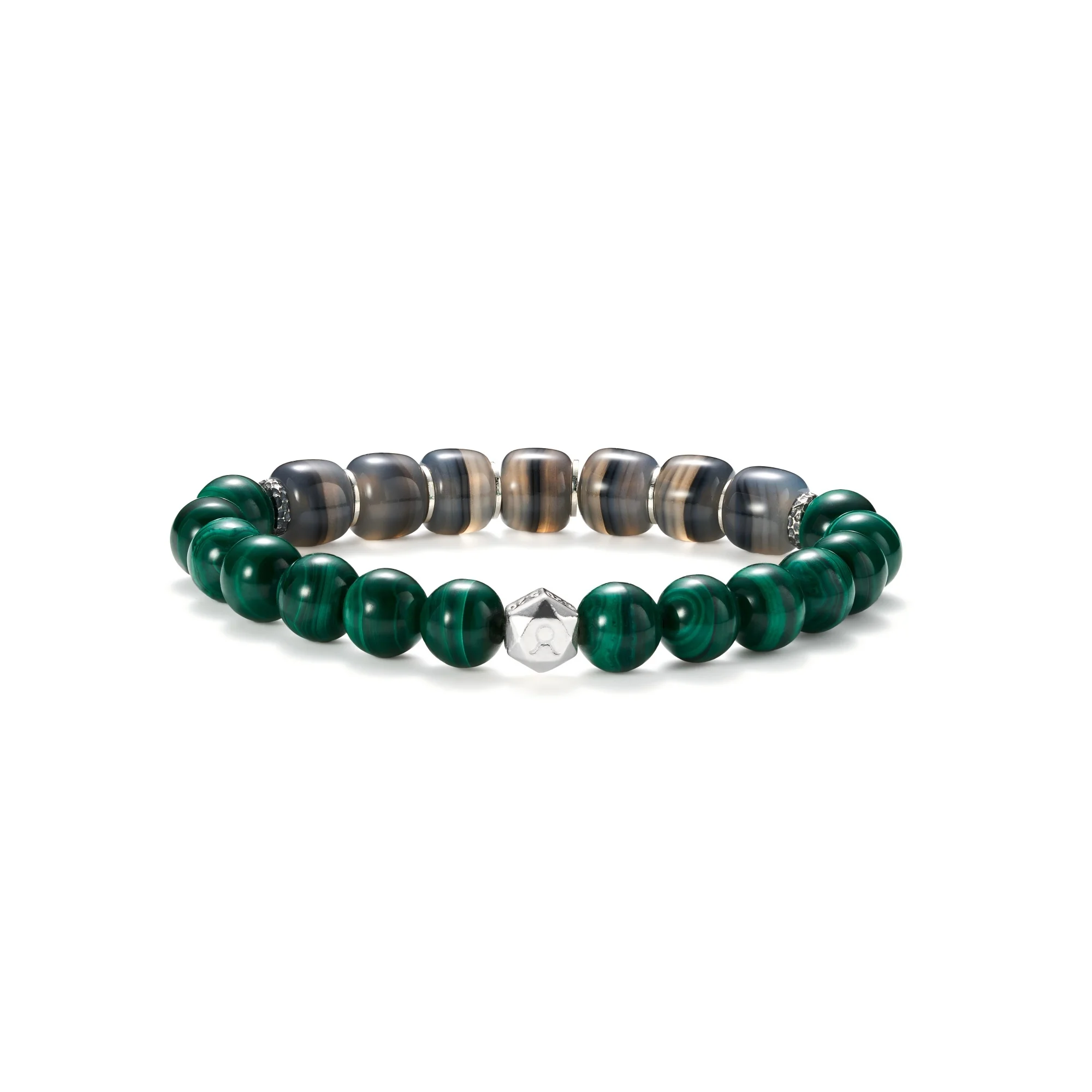Deerwhisper Taurus・Malachite and Black Banded Agate Bracelet MNA250803 1
