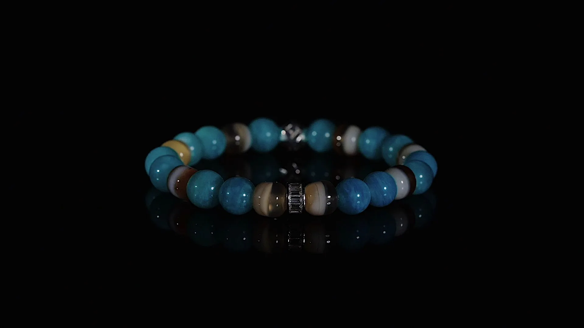Deerwhisper Pisces・Amazonite and Brown Half - Basin Agate Bracelet MNA250806 1